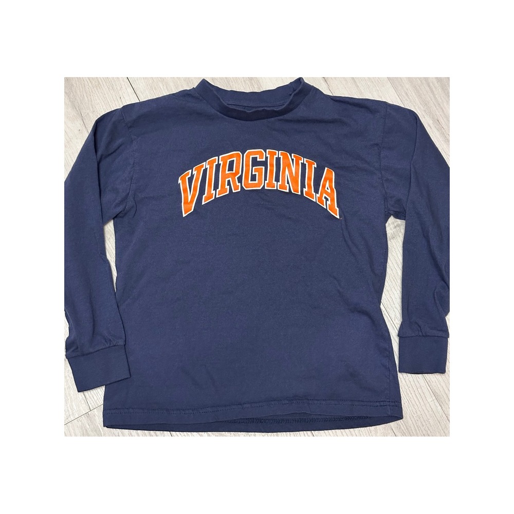 Youth Virginia Cavaliers‎ T-Shirt Long Sleeve Blue Orange College Medium